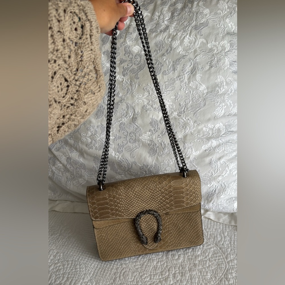 Italian Shoemakers Tan Snake Print Shoulder Bag